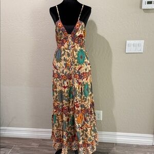 Bohemian Floral Maxi Dress with Spaghetti Straps